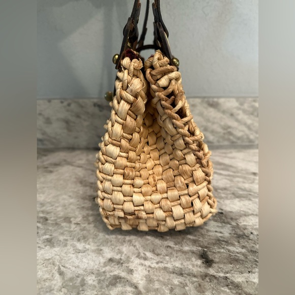 Vintage Borelli Straw and Leather Purse - Picture 4 of 11